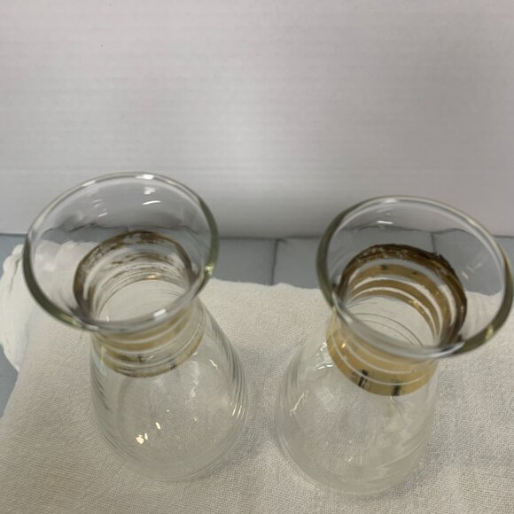 Vintage Pyrex Cruette Bottles Gold Stripes 4.5” Glass USA MCM Oil Vinegar Cruet - Picture 5 of 7
